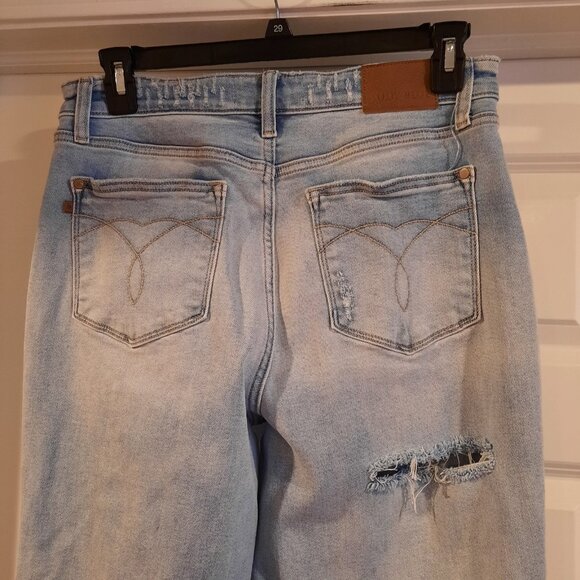 Judy Blue Jeans Womens 13/31 Straight Distressed 90s Boho Light Wash Festival - Picture 6 of 14